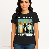 39 Years Of Cattitude 39th Birthday Cat Lover 39 Years Old Women's T-Shirt thumb 4