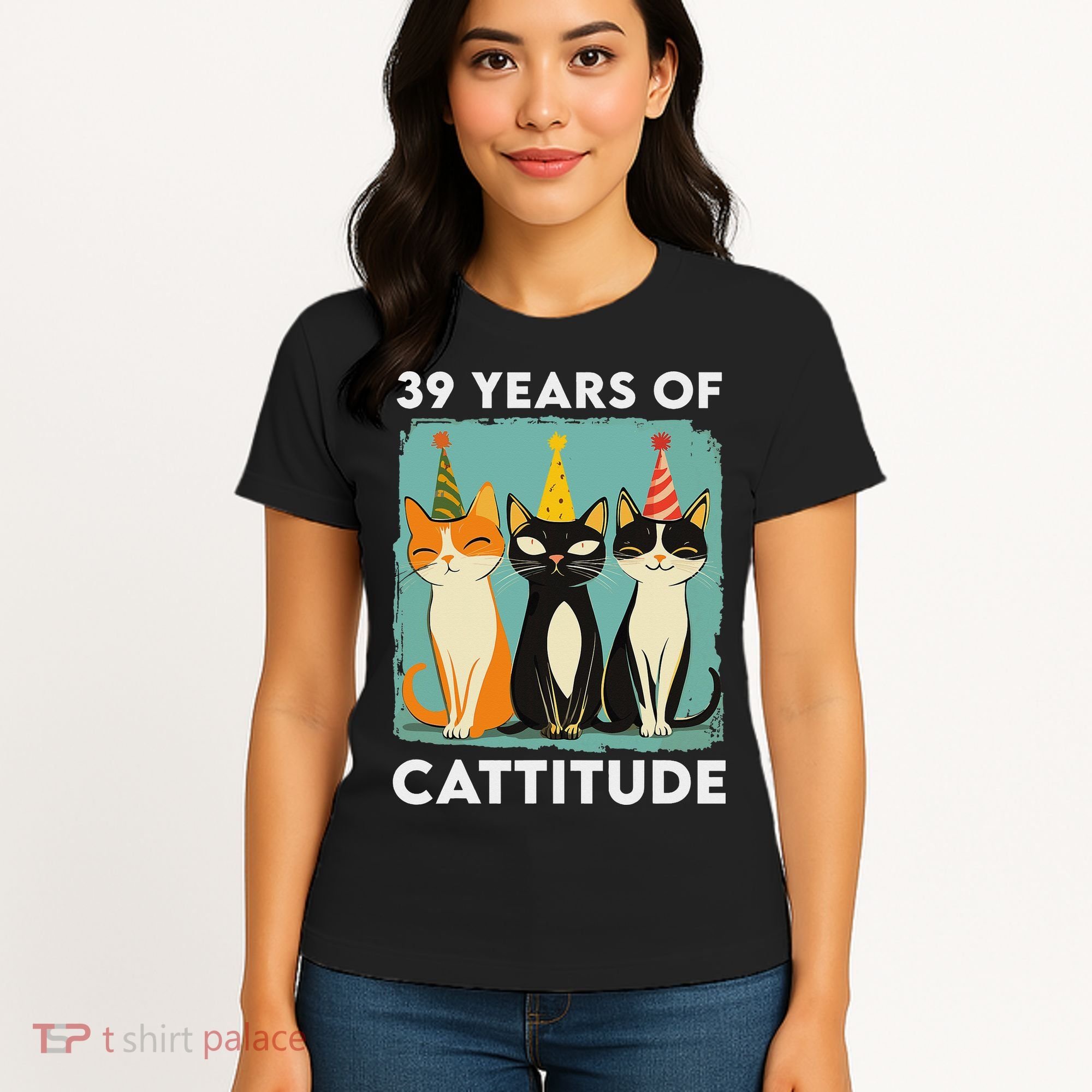 39 Years Of Cattitude 39th Birthday Cat Lover 39 Years Old Women's T-Shirt