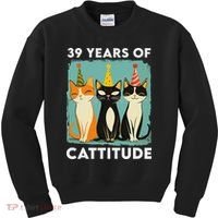 39 Years Of Cattitude 39th Birthday Cat Lover 39 Years Old Kids Sweatshirt thumb 0