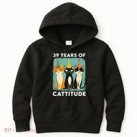 39 Years Of Cattitude 39th Birthday Cat Lover 39 Years Old Kids Hoodie thumb 0