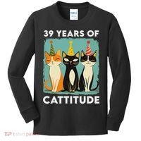 39 Years Of Cattitude 39th Birthday Cat Lover 39 Years Old Kids Long Sleeve Shirt thumb 0