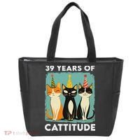39 Years Of Cattitude 39th Birthday Cat Lover 39 Years Old Tote Bag thumb 0