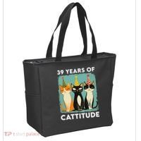 39 Years Of Cattitude 39th Birthday Cat Lover 39 Years Old Tote Bag thumb 2