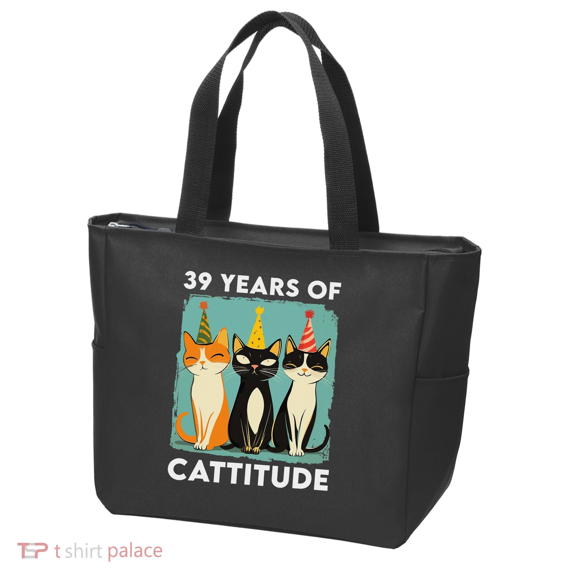 39 Years Of Cattitude 39th Birthday Cat Lover 39 Years Old Tote Bag
