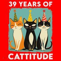 39 Years Of Cattitude 39th Birthday Cat Lover 39 Years Old Santa Hat thumb 1