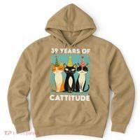 39 Years Of Cattitude 39th Birthday Cat Lover 39 Years Old Hoodie thumb 0