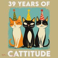 39 Years Of Cattitude 39th Birthday Cat Lover 39 Years Old Sweatshirt thumb 2