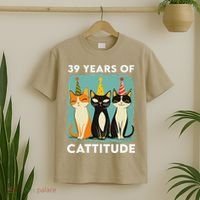 39 Years Of Cattitude 39th Birthday Cat Lover 39 Years Old T-Shirt thumb 2