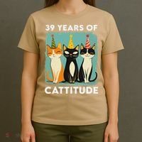 39 Years Of Cattitude 39th Birthday Cat Lover 39 Years Old T-Shirt thumb 4