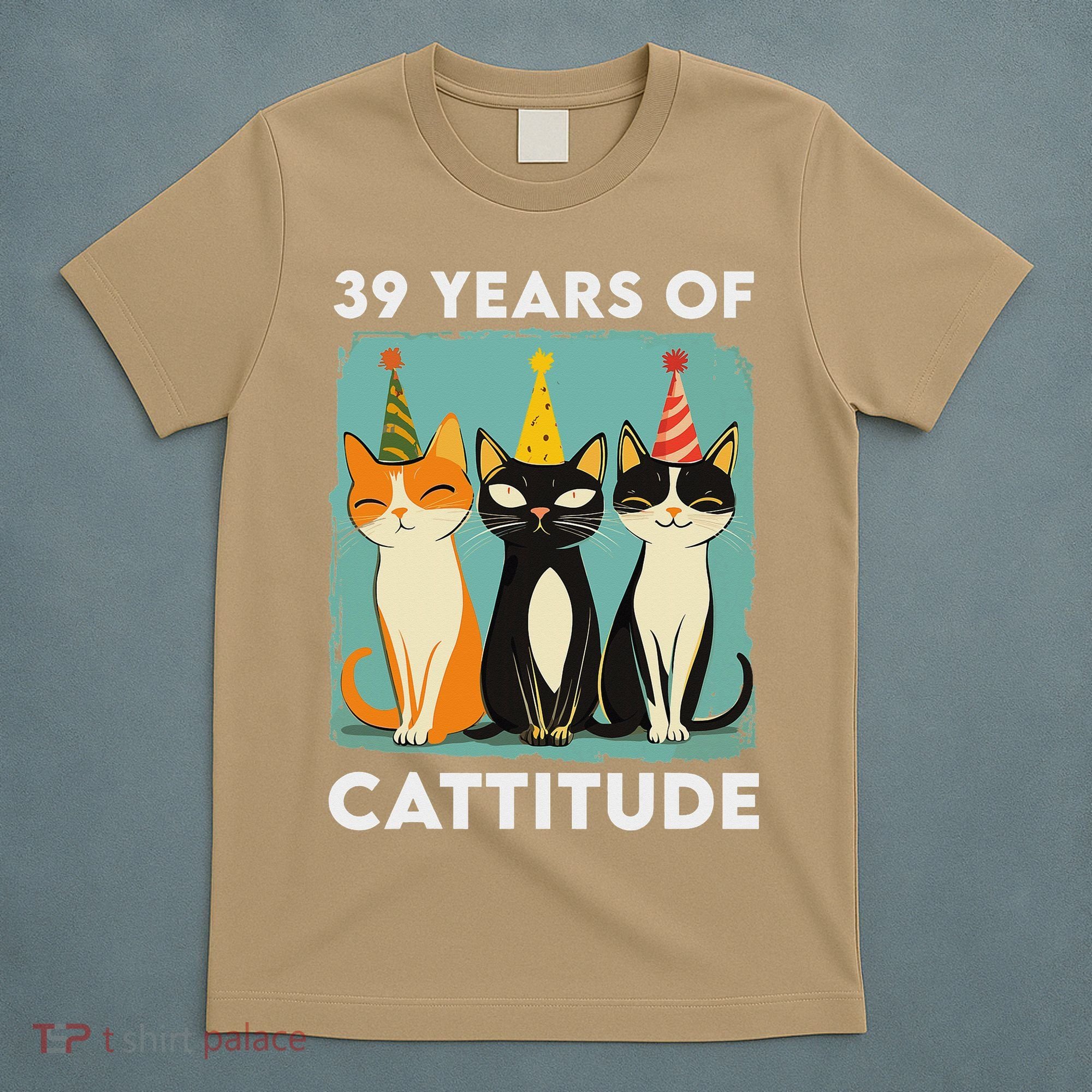 39 Years Of Cattitude 39th Birthday Cat Lover 39 Years Old T-Shirt