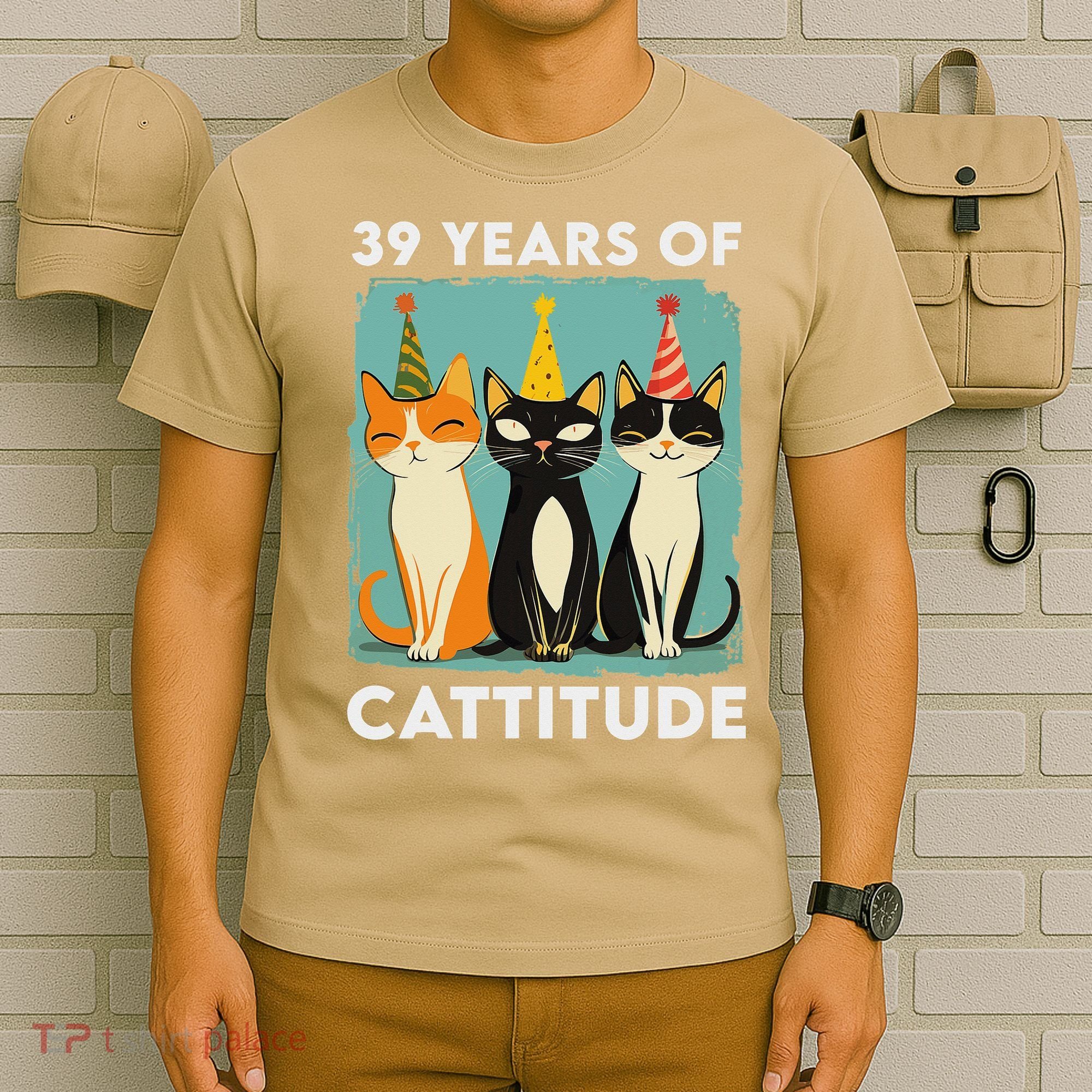 39 Years Of Cattitude 39th Birthday Cat Lover 39 Years Old T-Shirt