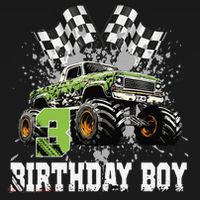 3 Year Old 3rd Birthday Boy Monster Truck Car Gift USA-Made Doggie Bandana thumb 2