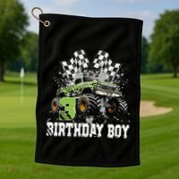 3 Year Old 3rd Birthday Boy Monster Truck Car Gift Golf Towel thumb 1