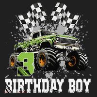 3 Year Old 3rd Birthday Boy Monster Truck Car Gift Golf Towel thumb 3