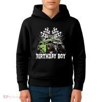 3 Year Old 3rd Birthday Boy Monster Truck Car Gift Kids Hoodie thumb 4