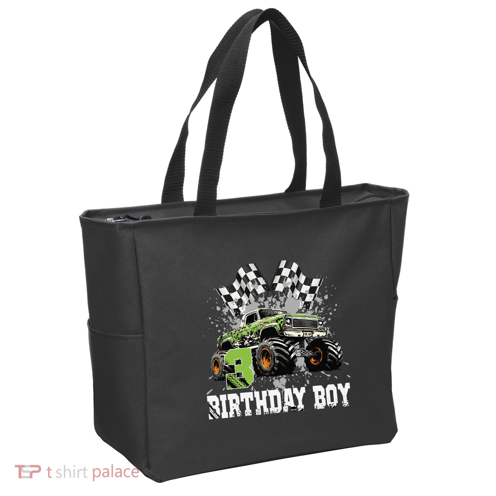 3 Year Old 3rd Birthday Boy Monster Truck Car Gift Tote Bag