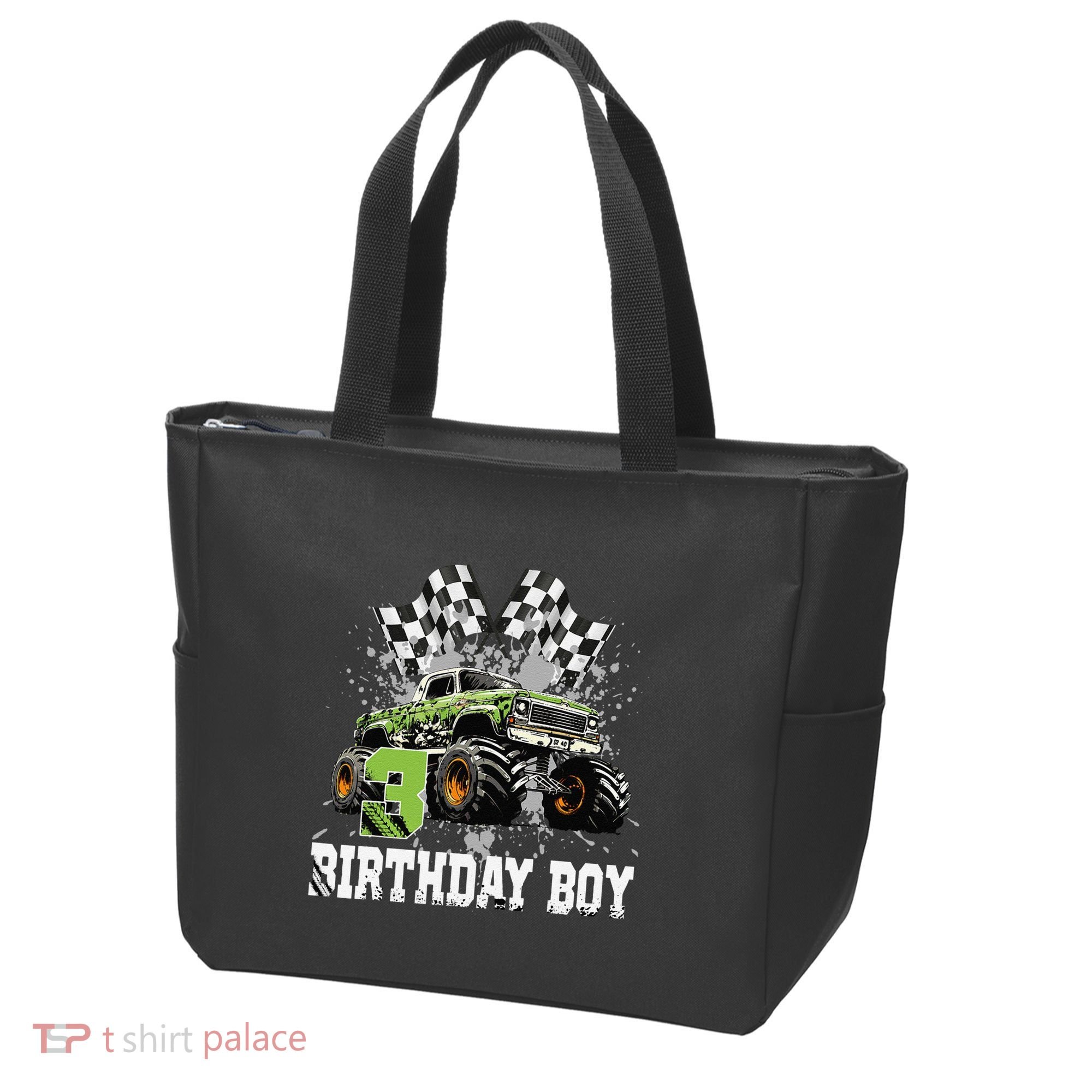 3 Year Old 3rd Birthday Boy Monster Truck Car Gift Tote Bag