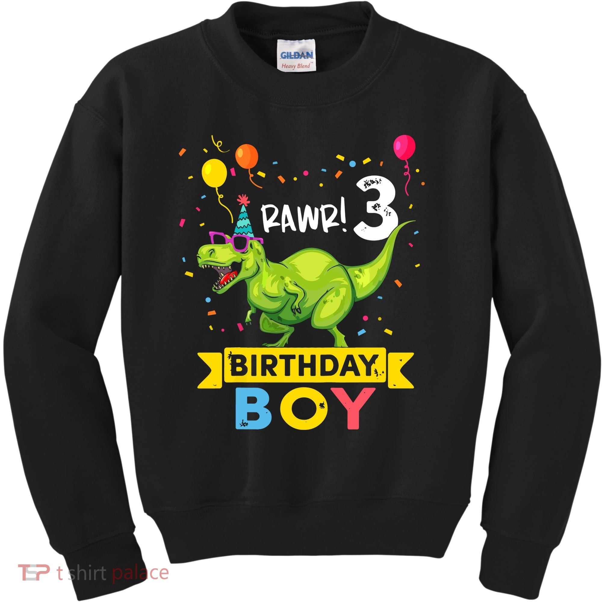3 Year Old 3rd Birthday Boy T Rex Dinosaur Kids Sweatshirt