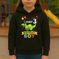 3 Year Old 3rd Birthday Boy T Rex Dinosaur Kids Hoodie thumb 3