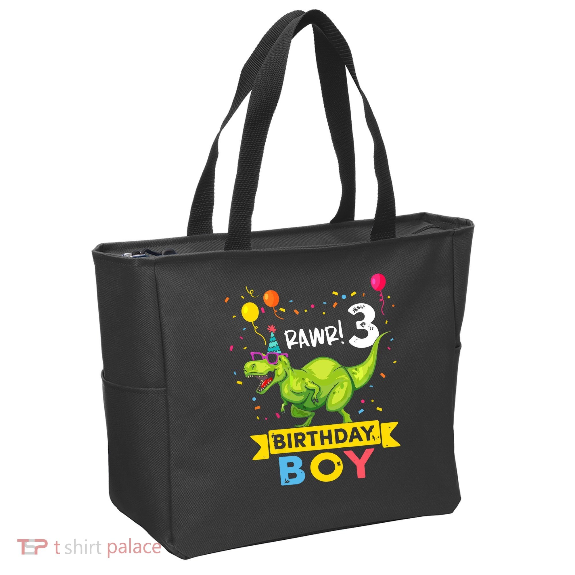 3 Year Old 3rd Birthday Boy T Rex Dinosaur Tote Bag