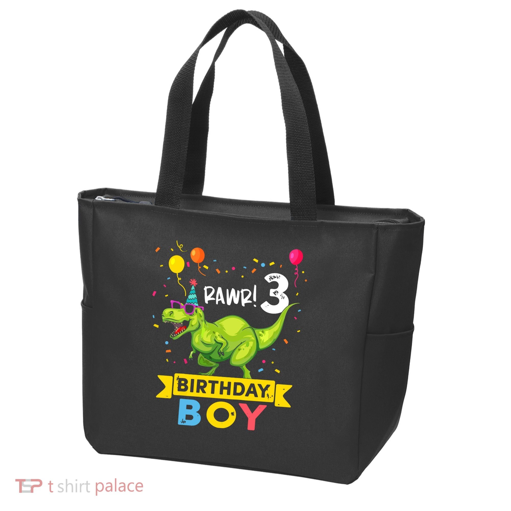 3 Year Old 3rd Birthday Boy T Rex Dinosaur Tote Bag