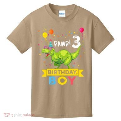 3 Year Old 3rd Birthday Boy T Rex Dinosaur Kids T-Shirt