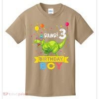 3 Year Old 3rd Birthday Boy T Rex Dinosaur Kids T-Shirt thumb 0