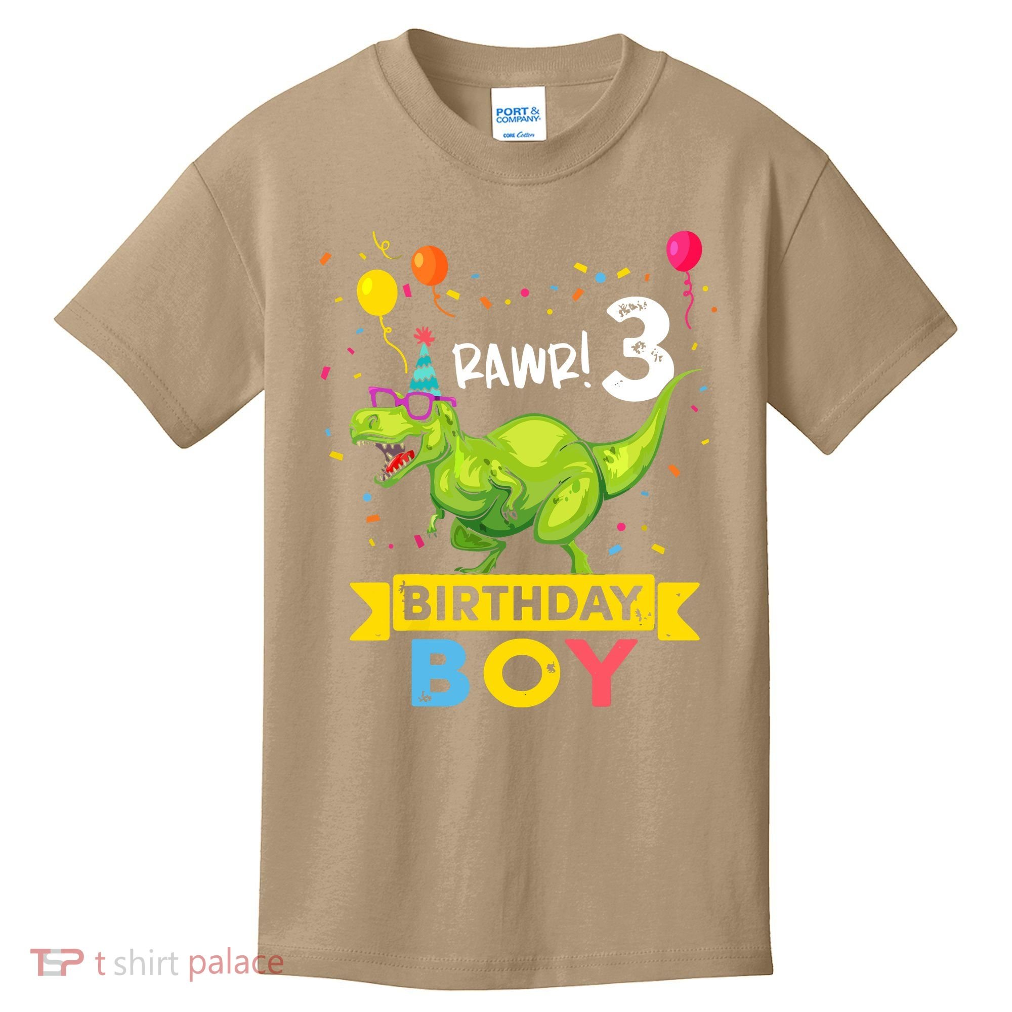 3 Year Old 3rd Birthday Boy T Rex Dinosaur Kids T-Shirt