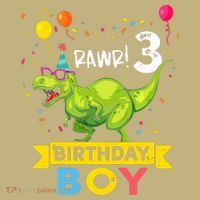 3 Year Old 3rd Birthday Boy T Rex Dinosaur Kids T-Shirt thumb 2