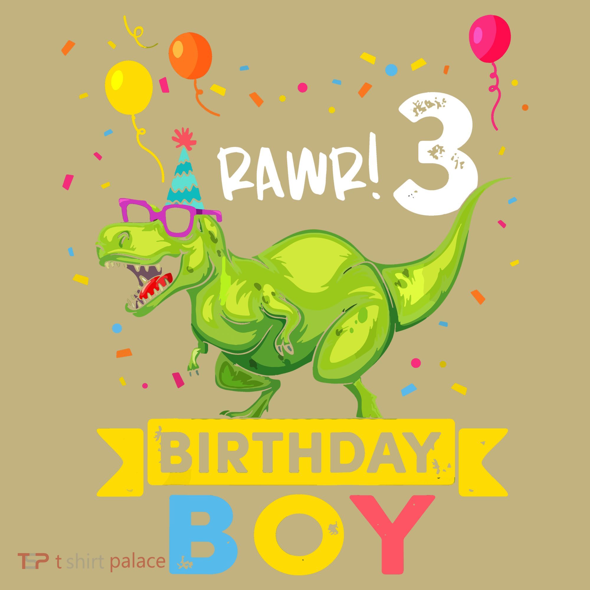 3 Year Old 3rd Birthday Boy T Rex Dinosaur Kids T-Shirt