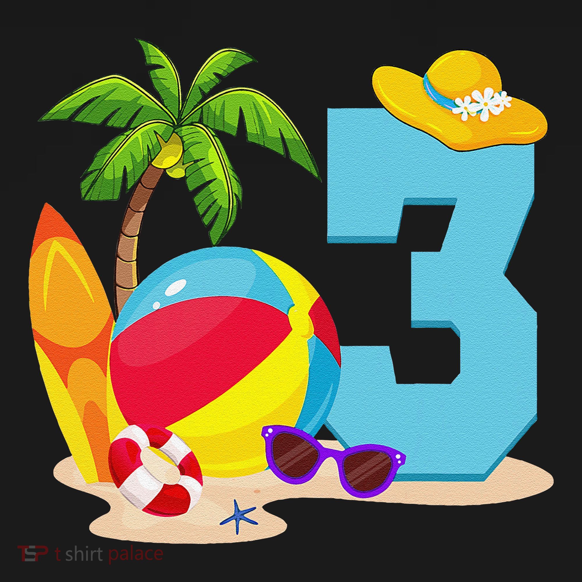 3 Year Old Beach Ball Pool Party Birthday Summer Vacation Ornament