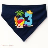 3 Year Old Beach Ball Pool Party Birthday Summer Vacation USA-Made Doggie Bandana thumb 0
