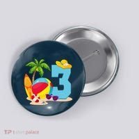 3 Year Old Beach Ball Pool Party Birthday Summer Vacation Button thumb 0