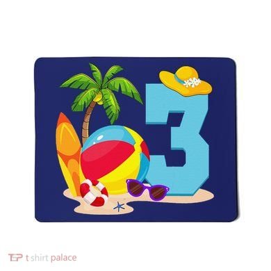 3 Year Old Beach Ball Pool Party Birthday Summer Vacation Mousepad