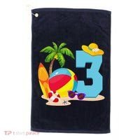 3 Year Old Beach Ball Pool Party Birthday Summer Vacation Golf Towel thumb 0