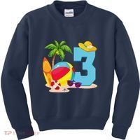 3 Year Old Beach Ball Pool Party Birthday Summer Vacation Kids Sweatshirt thumb 0