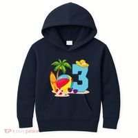 3 Year Old Beach Ball Pool Party Birthday Summer Vacation Kids Hoodie thumb 0