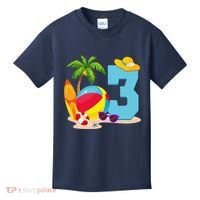 3 Year Old Beach Ball Pool Party Birthday Summer Vacation Kids T-Shirt thumb 0