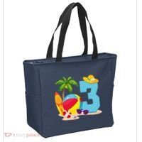 3 Year Old Beach Ball Pool Party Birthday Summer Vacation Tote Bag thumb 2