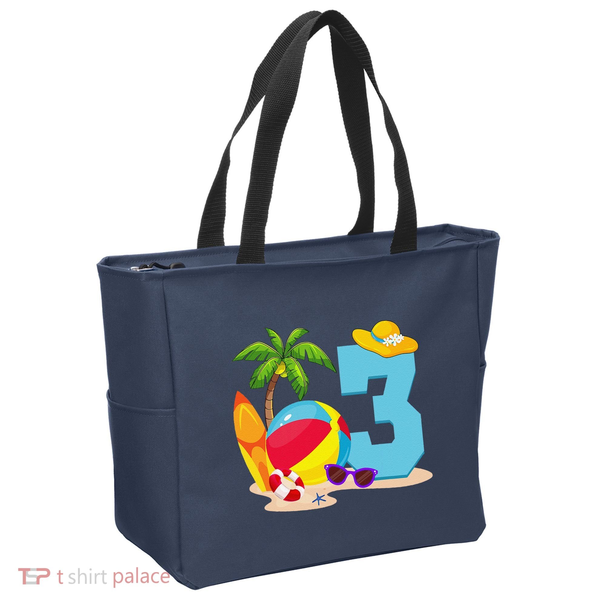 3 Year Old Beach Ball Pool Party Birthday Summer Vacation Tote Bag