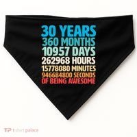 30 Years Of Being Awesome 30th Birthday Time Breakdown USA-Made Doggie Bandana thumb 0