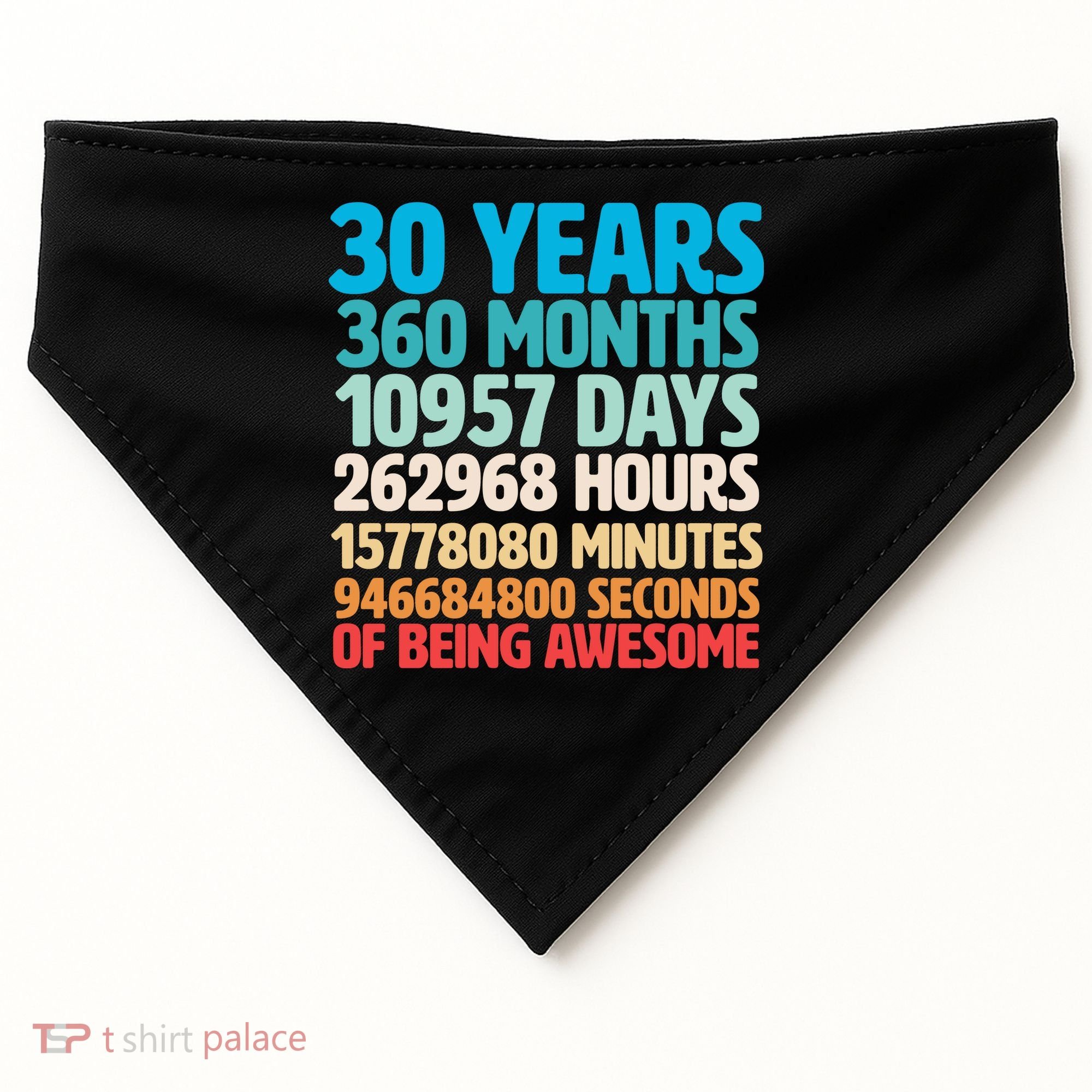 30 Years Of Being Awesome 30th Birthday Time Breakdown USA-Made Doggie Bandana