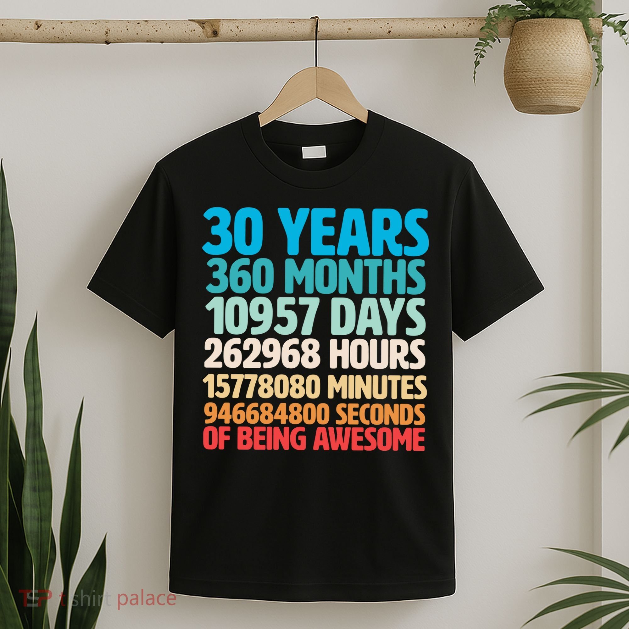 30 Years Of Being Awesome 30th Birthday Time Breakdown T-Shirt