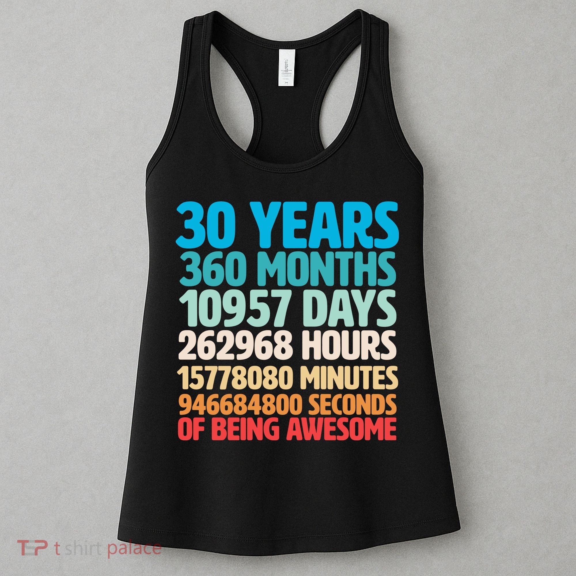 30 Years Of Being Awesome 30th Birthday Time Breakdown Women's Tank Top
