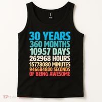 30 Years Of Being Awesome 30th Birthday Time Breakdown Tank Top thumb 2