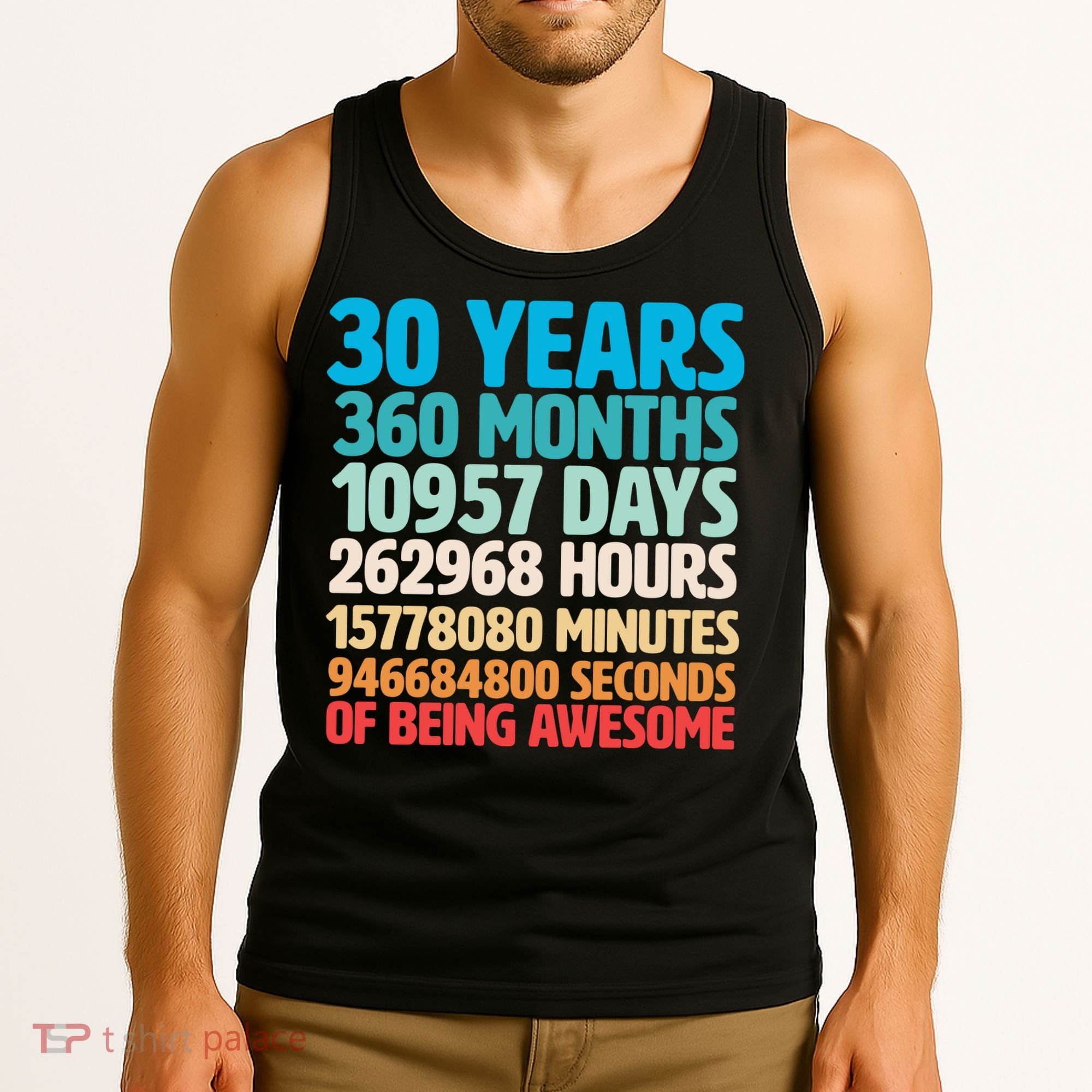 30 Years Of Being Awesome 30th Birthday Time Breakdown Tank Top