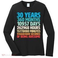 30 Years Of Being Awesome 30th Birthday Time Breakdown Women's Long Sleeve Shirt thumb 0