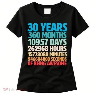 30 Years Of Being Awesome 30th Birthday Time Breakdown Women's T-Shirt