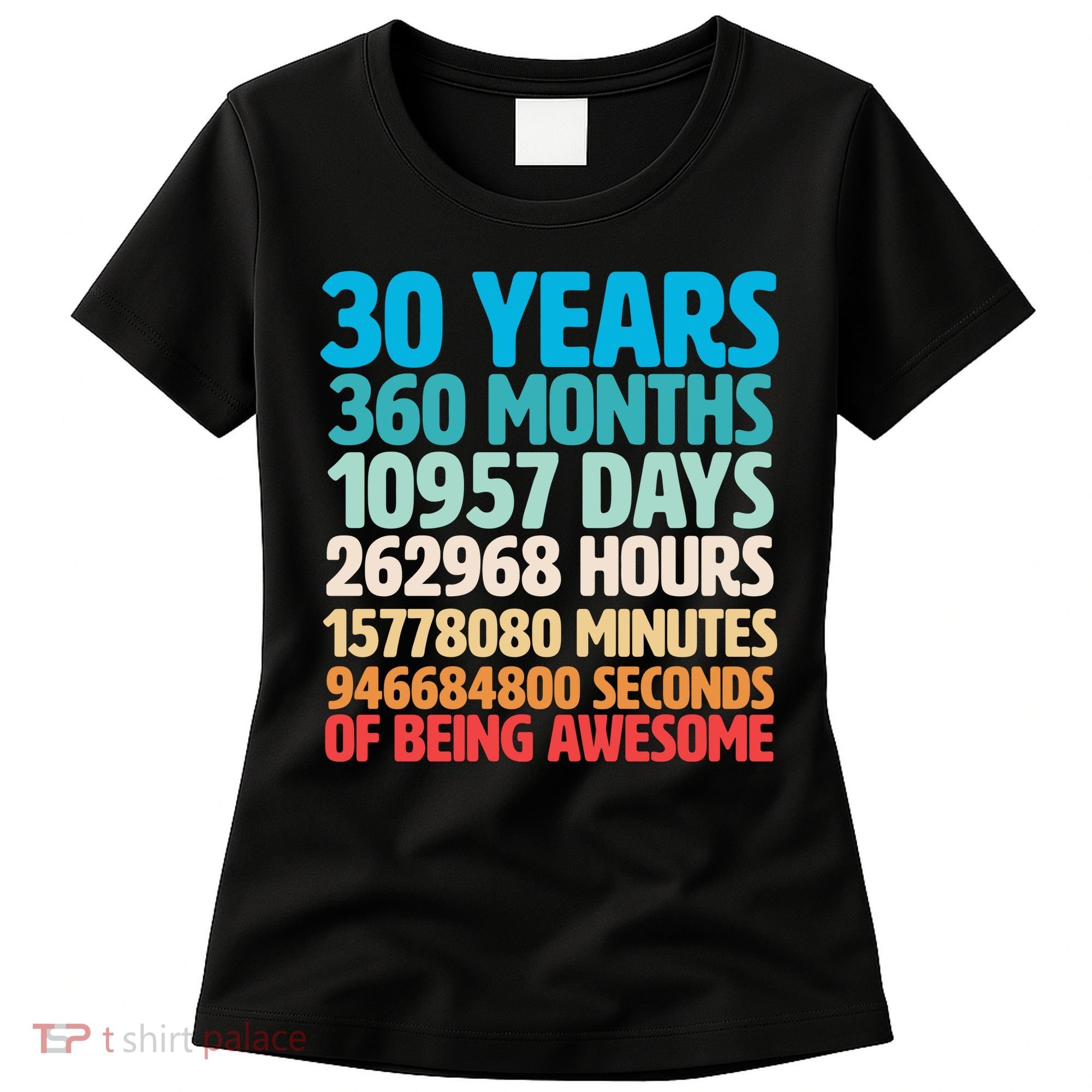 30 Years Of Being Awesome 30th Birthday Time Breakdown Women's T-Shirt