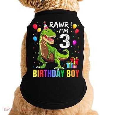 3 Year Old 3rd Birthday T Rex Dinosaur Doggie Tank